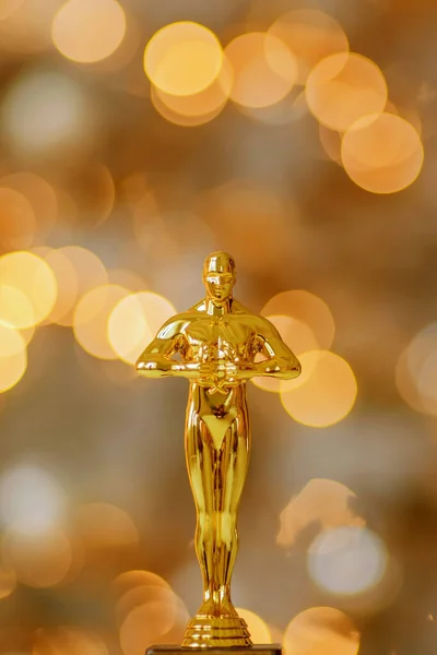 Hollywood Altın Oscar Ödüllü Biblo Taklidi Bir Ödül Töreni Sırasında — Stok fotoğraf