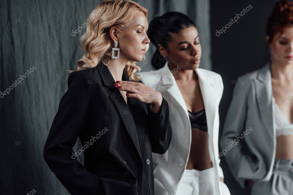 Adulto Belleza Elegante Multietnico Grupo Chicas Jovenes Trajes Noche Formales Foto de stock leliamilaya 645257976