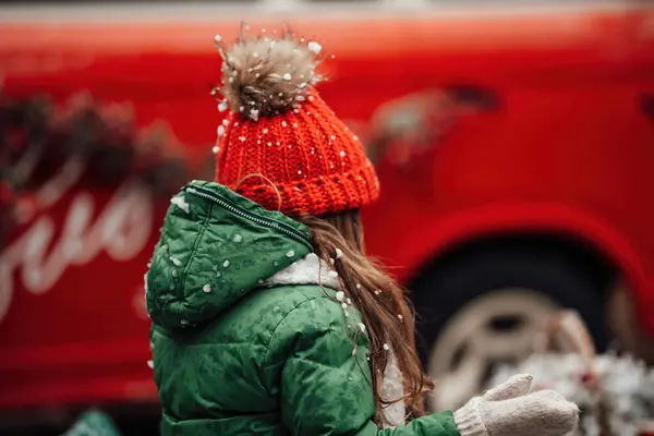 Femmina Bambino Che Celebra Natale Capodanno Vacanze Invernali Stagione All — Foto Stock