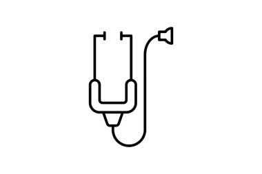 Steteskop ikonu. Tıbbi aletlerle ilgili ikon. çizgi simgesi tarzı. Basit vektör tasarımı düzenlenebilir