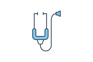 Steteskop ikonu. Tıbbi aletlerle ilgili ikon. Düz çizgi simgesi tarzı. Basit vektör tasarımı düzenlenebilir