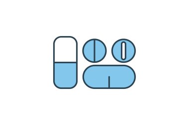 İlaç ikonu. Sağlık hizmetleriyle ilgili bir ikon. Düz çizgi simgesi tarzı. Basit vektör tasarımı düzenlenebilir