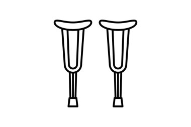 Axillary koltuk değnekleri simgesi. Tıbbi aletlerle ilgili ikon. çizgi simgesi tarzı. Basit vektör tasarımı düzenlenebilir