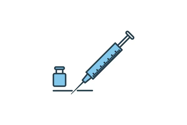 Inject Icon Icon Related Medical Tools Flat Line Icon Style — Stock Vector