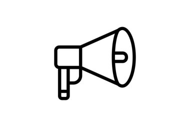 Megafon Simgesi. İletişim ile ilgili simge. Web sitesi tasarımı, uygulama ve kullanıcı arayüzleri için uygun. Satır simgesi tarzı. Basit vektör tasarımı düzenlenebilir