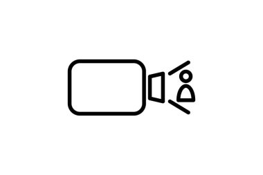 Video Kamera Simgesi Ara. İletişim ile ilgili simge. Web sitesi tasarımı, uygulama ve kullanıcı arayüzleri için uygun. Satır simgesi tarzı. Basit vektör tasarımı düzenlenebilir