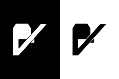 Basit P harfi ve V logosu Çift Arka plan 'da izole edilmiş. İş ve Marka Logoları için iyi. Düz Vektör Logo Tasarım Şablonu Elemanı vs..