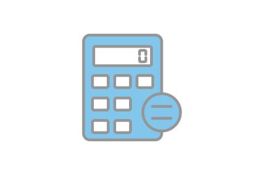 Hesap Makinesi Simgesi. Değerlendirmeyle ilgili simge. Düz çizgi simgesi tarzı. Basit vektör tasarımı düzenlenebilir