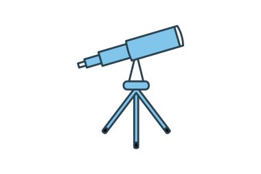 Teleskop Simgesi. Uzay keşfi ile ilgili ikon. Düz çizgi simgesi tarzı. Basit vektör tasarımı düzenlenebilir