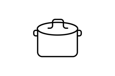 Lid Icon 'lu ot mu Pan mı? Mutfak aletine bağlı ikon. Web sitesi tasarımı, uygulama ve kullanıcı arayüzleri için uygun. Satır simgesi tarzı. Basit vektör tasarımı düzenlenebilir