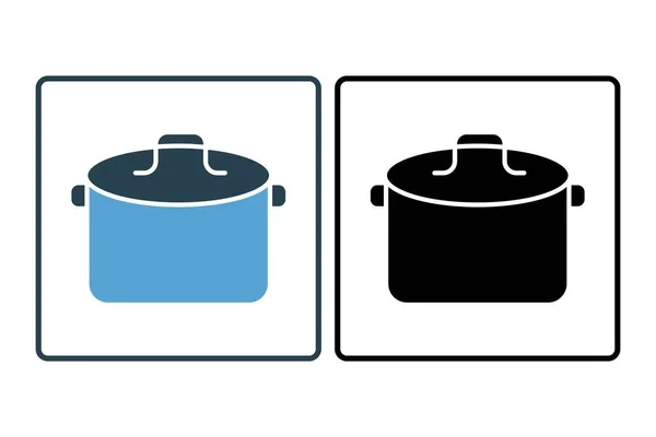 Pot Pan Met Deksel Icoon Ikoon Gerelateerd Aan Keukengereedschap Geschikt — Stockvector