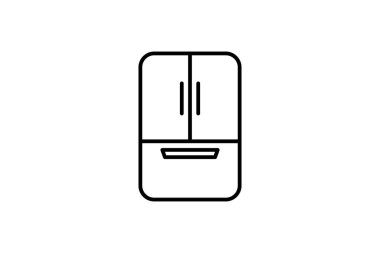 Buzdolabı Simgesi. Mutfak aletine bağlı ikon. Web sitesi tasarımı, uygulama ve kullanıcı arayüzleri için uygun. Satır simgesi tarzı. Basit vektör tasarımı düzenlenebilir