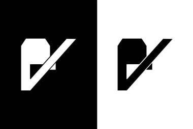 Basit P harfi ve V logosu Çift Arka plan 'da izole edilmiş. İş ve Marka Logoları için iyi. Düz Vektör Logo Tasarım Şablonu Elemanı vs..