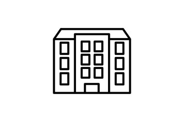 Apartman ikonu. Gayrimenkulle ilgili ikon. Web sitesi tasarımı, uygulama ve kullanıcı arayüzleri için uygun. Satır simgesi tarzı. Basit vektör tasarımı düzenlenebilir