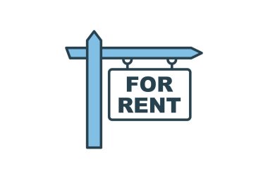 Kiralama Simgesi Simgesi. Kira metni için pano. Gayrimenkulle ilgili ikon. Web sitesi, uygulama, kullanıcı arayüzleri, yazdırılabilir vb için uygun. Düz çizgi simgesi tarzı. Basit vektör tasarımı düzenlenebilir