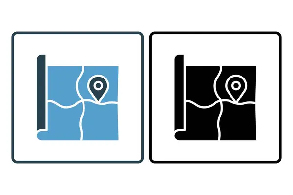 Икона Карты Недвижимости План Расположения Штырем Икона Связанная Недвижимостью Подходит Стоковый вектор