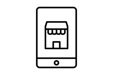 Mobil pazarlama ikonu. Pazarlama ile ilgili bir ikon. Satır simgesi tarzı. Basit vektör tasarımı düzenlenebilir
