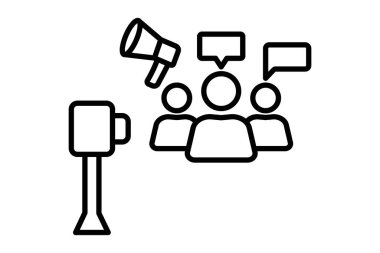 İkna edici pazarlama ikonu. Pazarlama ile ilgili bir ikon. Satır simgesi tarzı. Basit vektör tasarımı düzenlenebilir