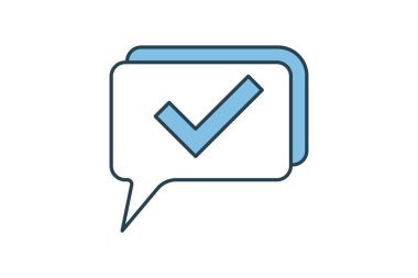 Konuşma balonu ikonu. Geribildirim ve Gözden Geçirmeyle ilgili simge. Web sitesi, uygulama, kullanıcı arayüzleri, yazdırılabilir vb için uygun. Düz çizgi simgesi tarzı. Basit vektör tasarımı düzenlenebilir