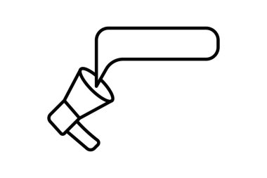 Geri bildirim megafon simgesi. Geribildirim ve Gözden Geçirmeyle ilgili simge. Web sitesi, uygulama, kullanıcı arayüzleri, yazdırılabilir vb için uygun. Satır simgesi tarzı. Basit vektör tasarımı düzenlenebilir