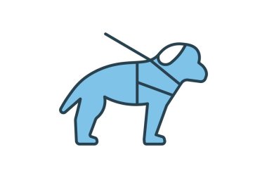 Rehber köpek ikonu. Özürlülük ve sakatlık sembolüyle ilgili bir simge. Düz çizgi simgesi tarzı. Basit vektör tasarımı düzenlenebilir