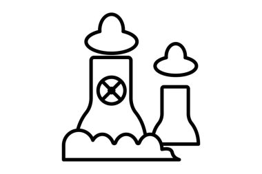 Nükleer güç ikonu. Enerji ve teknolojik gelişimle ilgili bir ikon. çizgi simgesi tarzı. Basit vektör tasarımı düzenlenebilir