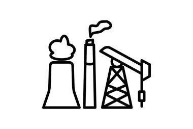 Fosil yakıt ikonu. Enerji ve teknolojik gelişimle ilgili bir ikon. çizgi simgesi tarzı. Basit vektör tasarımı düzenlenebilir