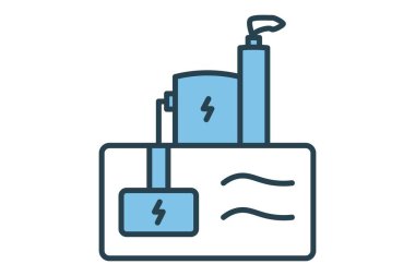 Jeotermal ikon. Enerji ve teknolojik gelişimle ilgili bir ikon. Düz çizgi simgesi tarzı. Basit vektör tasarımı düzenlenebilir