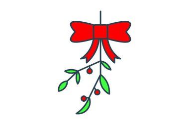 Ökse otu ikonu. Noel ve yıl sonu ile ilgili bir ikon. Düz çizgi simgesi tarzı. Basit vektör tasarımı düzenlenebilir