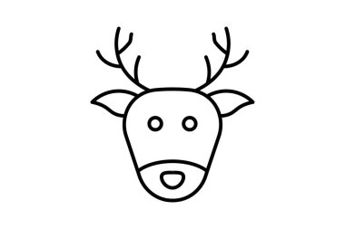 Ren geyiği simgesi. Noel ve yıl sonu ile ilgili bir ikon. çizgi simgesi tarzı. Basit vektör tasarımı düzenlenebilir
