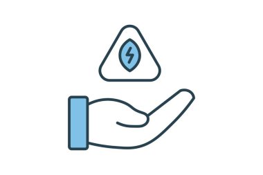 Enerji koruma ikonu. Enerji ve teknolojik gelişim ile ilgili simge. Düz çizgi simgesi biçimi. Basit vektör tasarımı düzenlenebilir