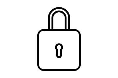 Kilit simgesi. Temel web ve UI ile ilgili simge. Web sitesi, uygulama, kullanıcı arayüzleri, yazdırılabilir vb için uygun. çizgi simgesi tarzı. Basit vektör tasarımı düzenlenebilir