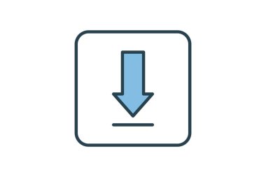 Aşağı ok simgesi. İndirme ile ilgili simge. Web sitesi, uygulama, kullanıcı arayüzleri, yazdırılabilir, ui vs. için uygun. Düz çizgi simgesi tarzı. Basit vektör tasarımı düzenlenebilir