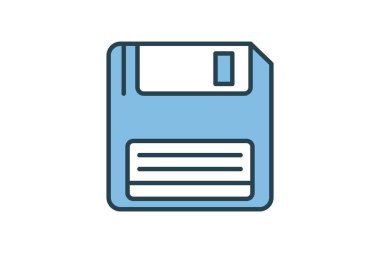 Disket simgesi. İndirme ile ilgili simge. Web sitesi, uygulama, kullanıcı arayüzleri, yazdırılabilir, ui vs. için uygun. Düz çizgi simgesi tarzı. Basit vektör tasarımı düzenlenebilir
