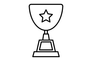 Kupa ikonu. Mezuniyet ve başarıyla ilgili bir ikon. Web sitesi, uygulama, kullanıcı arayüzleri, yazdırılabilir vb için uygun. çizgi simgesi tarzı. Basit vektör tasarımı düzenlenebilir