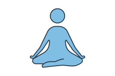 Meditasyon yapan kişi ikonu. Ruh sağlığıyla ilgili bir ikon. Web sitesi, uygulama, kullanıcı arayüzleri, yazdırılabilir vb için uygun. Düz çizgi simgesi tarzı. Basit vektör tasarımı düzenlenebilir