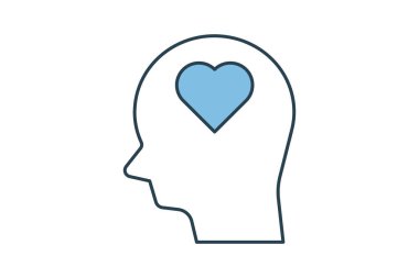 Ruh sağlığı ikonu. Ruh sağlığıyla ilgili bir ikon. Web sitesi, uygulama, kullanıcı arayüzleri, yazdırılabilir vb için uygun. Düz çizgi simgesi tarzı. Basit vektör tasarımı düzenlenebilir