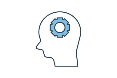 Psikoloji ikonu. Ruh sağlığıyla ilgili bir ikon. Web sitesi, uygulama, kullanıcı arayüzleri, yazdırılabilir vb için uygun. Düz çizgi simgesi tarzı. Basit vektör tasarımı düzenlenebilir