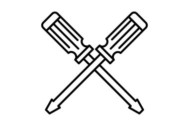 Tornavida simgesi. Kurulum ve ayar ile ilgili simge. Web sitesi, uygulama, kullanıcı arayüzleri, yazdırılabilir vb için uygun. çizgi simgesi tarzı. Basit vektör tasarımı düzenlenebilir