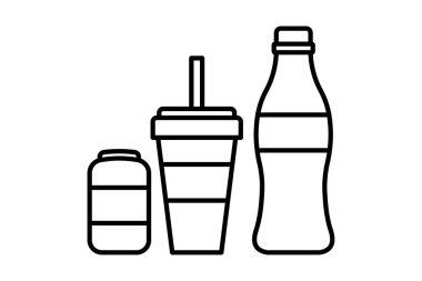 Soda ikonu. Fast food ile ilgili bir ikon. Web sitesi, uygulama, kullanıcı arayüzleri, yazdırılabilir vb için uygun. çizgi simgesi tarzı. Basit vektör tasarımı düzenlenebilir