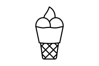 Yumuşak servis edilen dondurma ikonu. Fast food ile ilgili bir ikon. Web sitesi, uygulama, kullanıcı arayüzleri, yazdırılabilir vb için uygun. çizgi simgesi tarzı. Basit vektör tasarımı düzenlenebilir