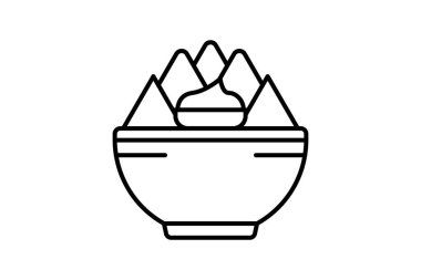 Nachos ikonu. Fast food ile ilgili bir ikon. Web sitesi, uygulama, kullanıcı arayüzleri, yazdırılabilir vb için uygun. çizgi simgesi tarzı. Basit vektör tasarımı düzenlenebilir