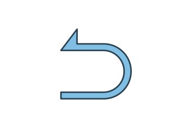 Ok simgesini geri al. Düzenleme aracına bağlı simge. Web sitesi, uygulama, kullanıcı arayüzleri, yazdırılabilir vb için uygun. Düz çizgi simgesi tarzı. Basit vektör tasarımı düzenlenebilir