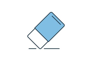 Silgi simgesi. Düzenleme aracına bağlı simge. Web sitesi, uygulama, kullanıcı arayüzleri, yazdırılabilir vb için uygun. Düz çizgi simgesi tarzı. Basit vektör tasarımı düzenlenebilir