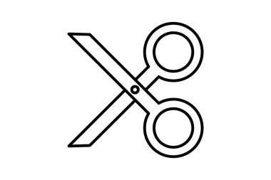 Makas simgesi. Düzenleme aracına bağlı simge. Web sitesi, uygulama, kullanıcı arayüzleri, yazdırılabilir vb için uygun. çizgi simgesi tarzı. Basit vektör tasarımı düzenlenebilir