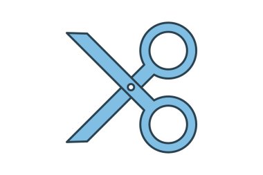 Makas simgesi. Düzenleme aracına bağlı simge. Web sitesi, uygulama, kullanıcı arayüzleri, yazdırılabilir vb için uygun. Düz çizgi simgesi tarzı. Basit vektör tasarımı düzenlenebilir