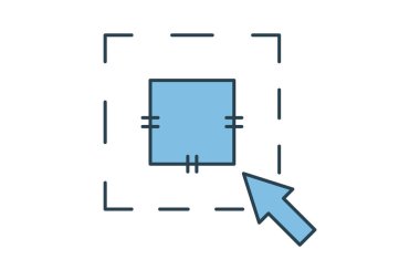 Seçim aracı simgesi. Düzenleme aracına bağlı simge. Web sitesi, uygulama, kullanıcı arayüzleri, yazdırılabilir vb için uygun. Düz çizgi simgesi tarzı. Basit vektör tasarımı düzenlenebilir