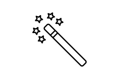 Sihirli değnek ikonu. Düzenleme aracına bağlı simge. Web sitesi, uygulama, kullanıcı arayüzleri, yazdırılabilir vb için uygun. çizgi simgesi tarzı. Basit vektör tasarımı düzenlenebilir