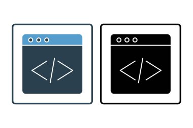 Kod Düzenleyici simgesi. Düzenleme aracına bağlı simge. Web sitesi, uygulama, kullanıcı arayüzleri, yazdırılabilir vb için uygun. Katı ikon tarzı. Basit vektör tasarımı düzenlenebilir