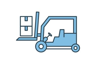 Forklift ikonu. Tedarik zinciri ile ilgili simge. Web sitesi, uygulama, kullanıcı arayüzleri, yazdırılabilir vb için uygun. Düz çizgi simgesi tarzı. Basit vektör tasarımı düzenlenebilir